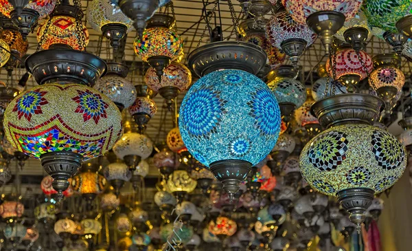 Arabic mosaic and glass lamps ramadan souvenirs — Stock Photo, Image