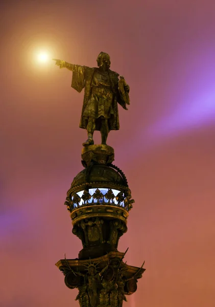 Statuia de bronz Monumentul sculpturii Columb, Barcelona — Fotografie, imagine de stoc