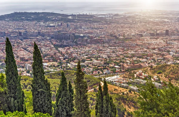 Panoramatický pohled na panorama Barcelony, Španělsko — Stock fotografie