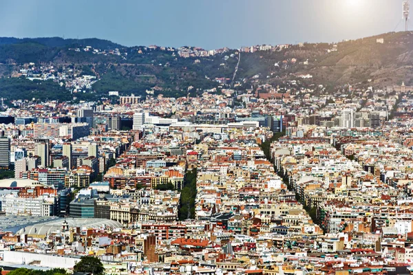 Architettura vista panoramica, Spagna Barcellona strade della città skylin — Foto Stock