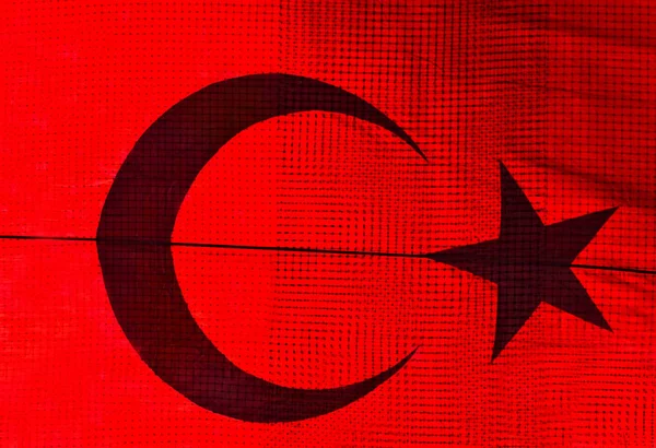 Bandiera turca lucida ondulata rossa — Foto Stock