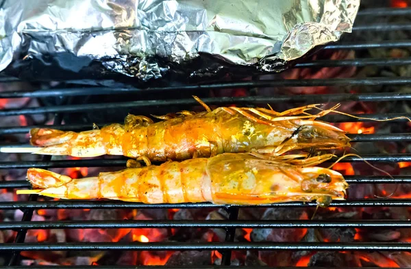 Closed up of shrimp grilled roast prawn — Stock Photo, Image