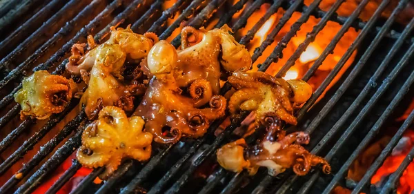 Parrilla Barbacoa Calamar Octopus —  Fotos de Stock