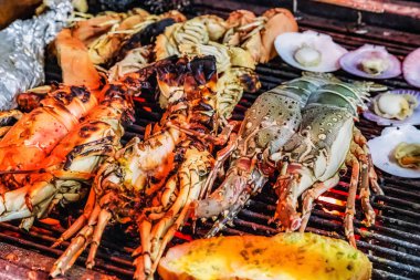 Istakoz ızgara ızgara ızgara Gıda Arka planı