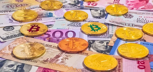 Złote Bitcoin Crypto waluty pieniądze Satoshi Nakamoto — Zdjęcie stockowe