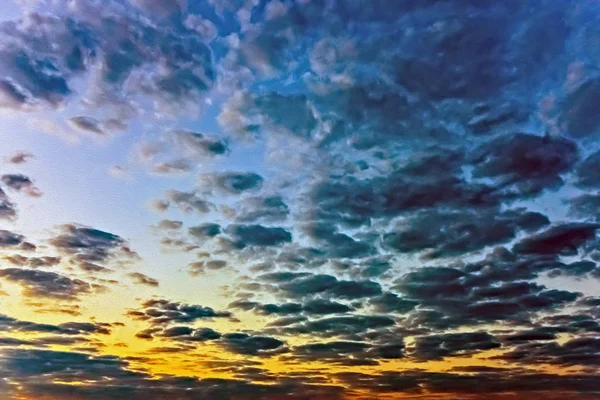 Background of blue sky white clouds. (Oil Paint filter) — Stock Photo, Image