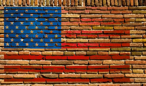 Stany Zjednoczone Ameryki Flaga Usa Tło Stare Murowane Ściany Tekstury — Zdjęcie stockowe