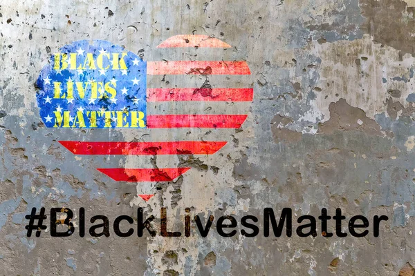 Black Lives Matter Гаштег Протестуючі Протестувальники Американському Прапорі Міська Вулиця — стокове фото