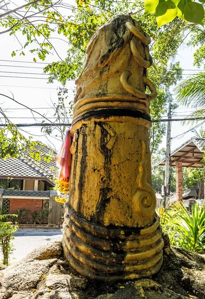 Phallic Symbols Decorated Gold Phallus Sculpture Penis Koh Samui Island — Zdjęcie stockowe