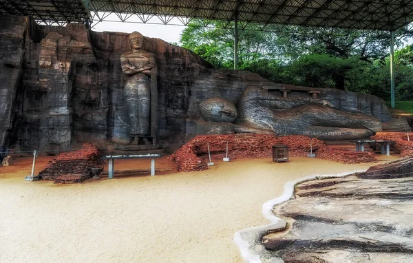 Foot Indicate Image Buddha Has Attained Parinirvana Reclining Buddha Polonnaruwa — Stock Photo, Image