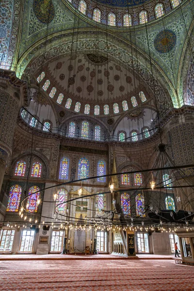 Istanbul Turkey Mei 2014 Interieur Van Beroemde Blauwe Moskee Sultanahmet — Stockfoto