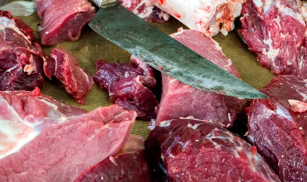 Filé Carne Carne Carne Carniceiro Lâmina Carne Vermelha — Fotografia de Stock