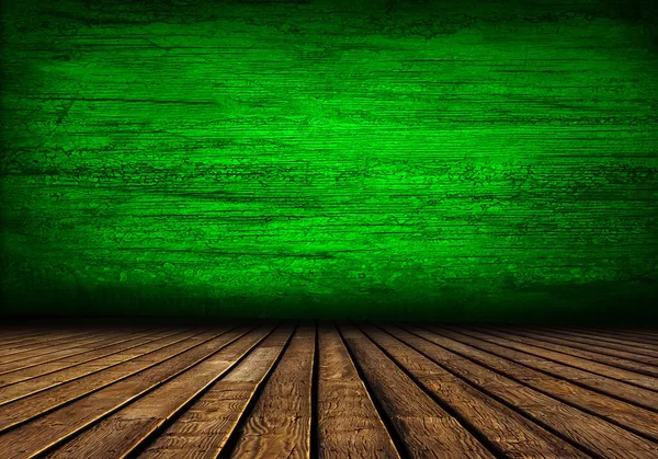 質感濃い緑の色の木製のパースペクティブ板木製の床の背景 — ストック写真