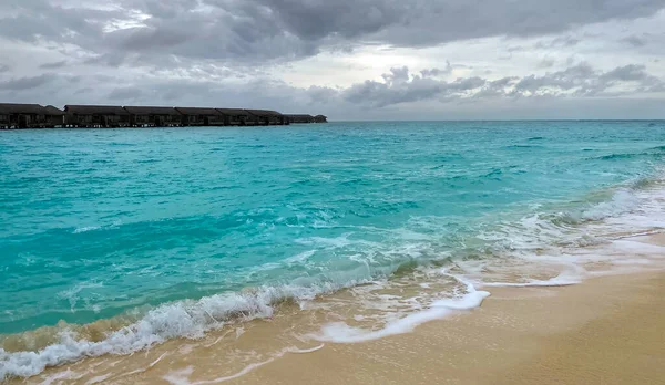 Atoll Des Maldives Île Villas Sur Pilotis Belle Plage Avec — Photo