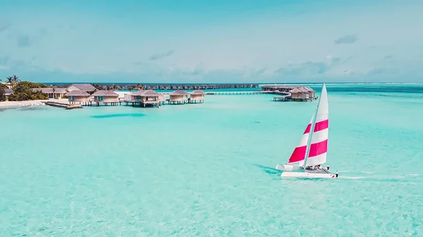 Voilier Croisière Vue Aérienne Atoll Raa Des Maldives Île Paysage — Photo