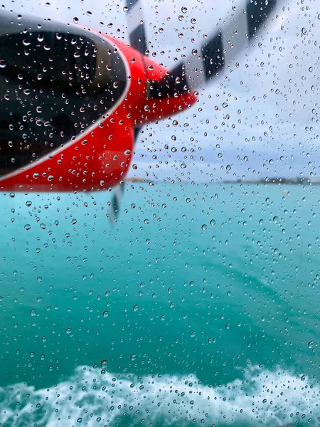 Avión Mar Vista Aérea Las Vacaciones Verano Isla Maldivas — Foto de Stock