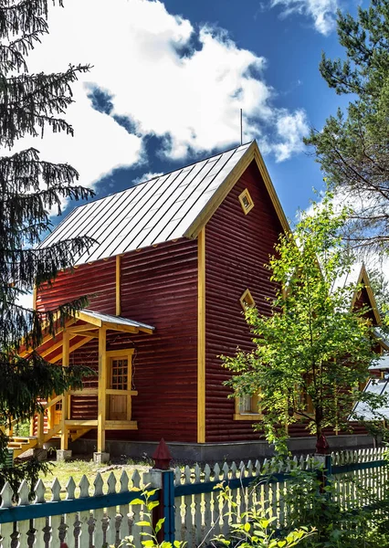 Wooden Log House Blue Sky — Stock Photo, Image