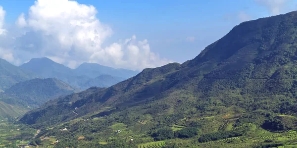 Mountain Range Panoramic Landscape Summer Time Hill Countryside Tonkinese Alps — Stock Photo, Image