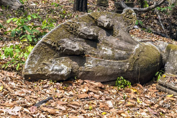 Estátua Arte Asiática Naga Estilo Antigo Khmer Montado Proteção Rei — Fotografia de Stock