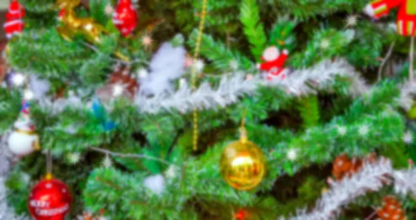 Suddig God Jul Och Gott Nytt Bakgrund Julgran Julprydnader Guld — Stockfoto