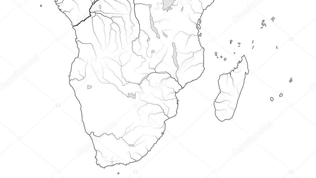 World Map Of Africa Coastline And Madagascar South Africa Rhodesia Namibia Kenya Tanzania Zanzibar Zambezi Zimbabwe Madagascar Geographic Chart With Oceanic Coastline Islands And Rivers Premium Vector In Adobe Illustrator Ai