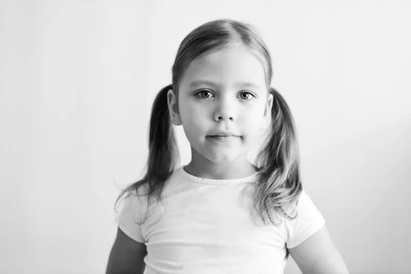 Портрет Маленької Красивої Дівчинки Зачіскою Хвіст — стокове фото