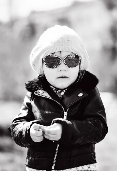 Cute Funny Toddler Girl Outdoors — Stock Photo, Image