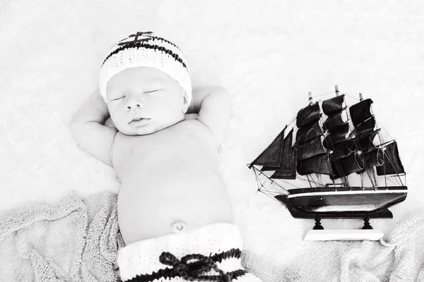 Newborn  little sailor — Stock Photo, Image