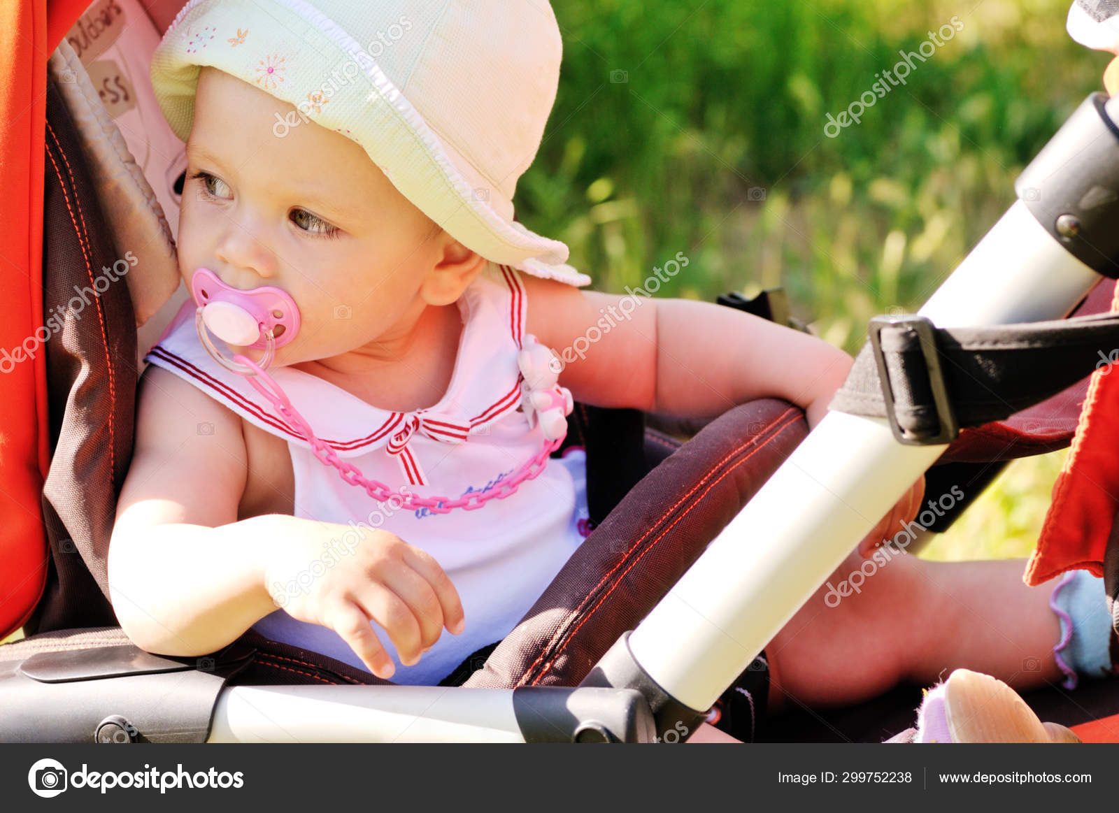 baby girl in stroller