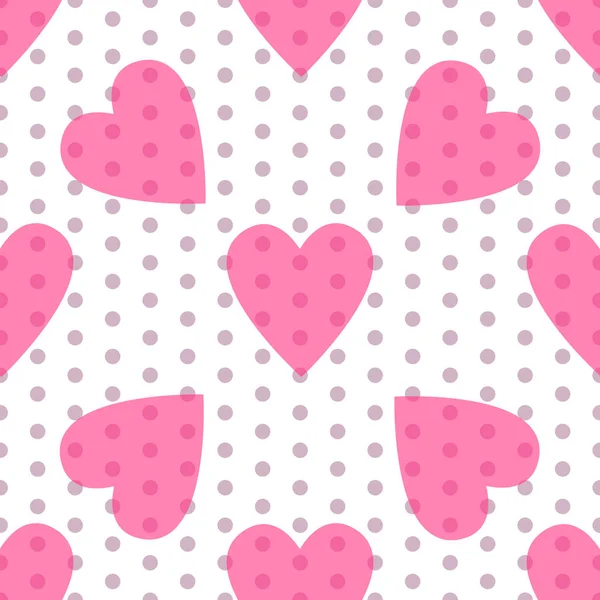 Seamless Valentine Spotty Pattern Translucent Hearts Vector Eps — Stock Vector