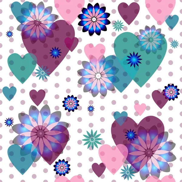 Bezešvé Valentine Flekatá Vzorek Průsvitnou Srdce — Stockový vektor
