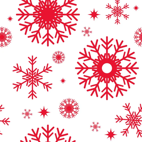Монохромный Бесшовный Рождественский Узор Красными Снежинками Прозрачном Фоне — стоковый вектор