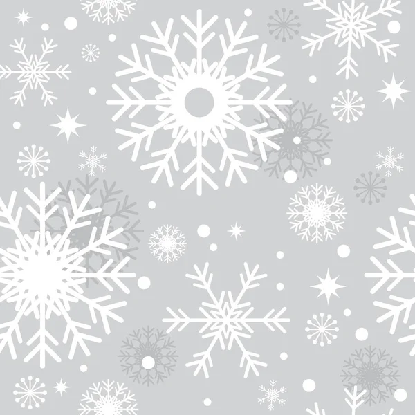 Silvery Motif Noël Sans Couture Avec Des Flocons Neige — Image vectorielle