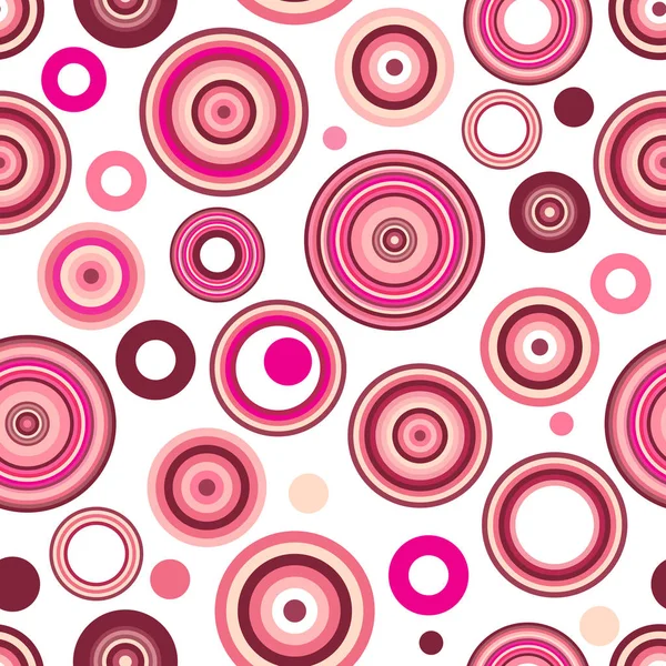 Seamless Pattern Concentric Circles Retro Style Pink Tones Background Vector — Stock Vector