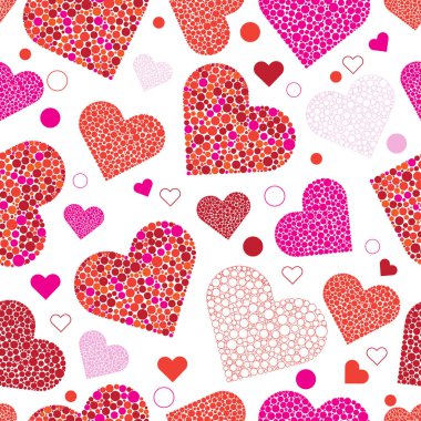 Çok renkli kalpler ve şeffaf bir arka plan, eps 8 topları sorunsuz Sevgililer desen