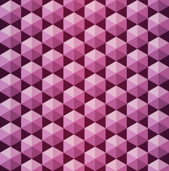 Modèle sans couture rose et violet d'hexagones volumétriques — Image vectorielle