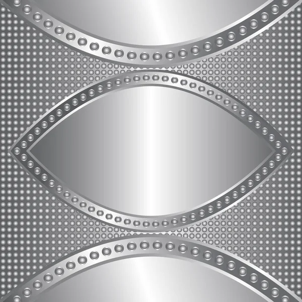 Shiny Metal Circles Silvery Frame Dotted Pattern Place Text Vector — Stock Vector