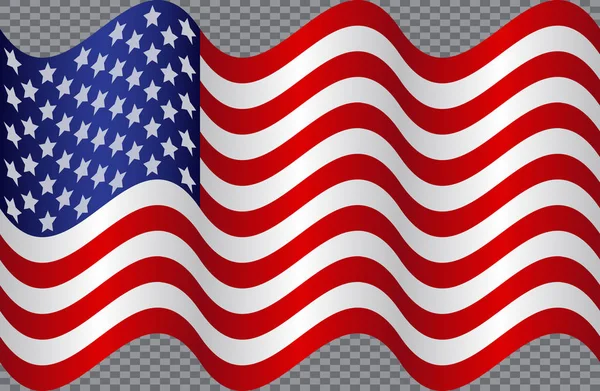 Letící Americké Národní Vlajky Gradietnt Stříbrné Hvězdy Pohlednice Rám Pozadí — Stockový vektor