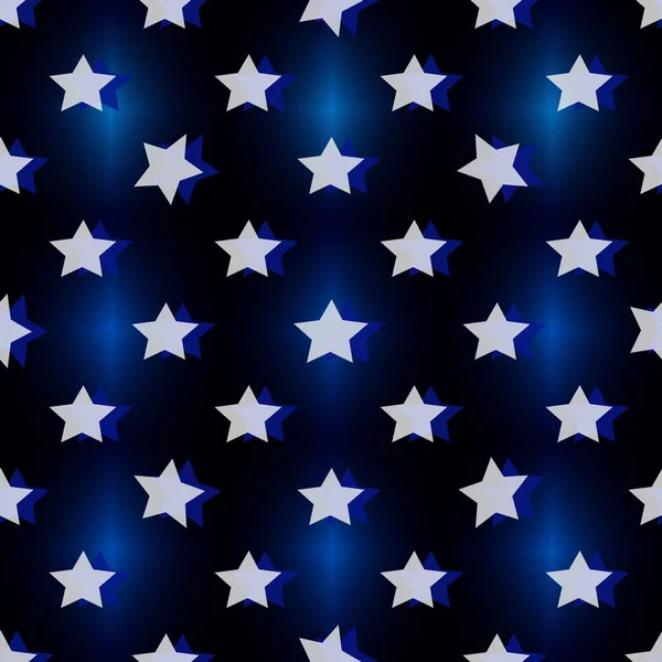 无缝的深蓝色波浪梯度样式与银色条纹星 Eps — 图库矢量图片