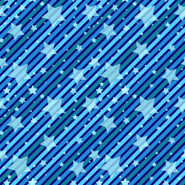 Bleu Motifs Géométriques Diagonaux Sans Couture Avec Des Étoiles Vecteur — Image vectorielle