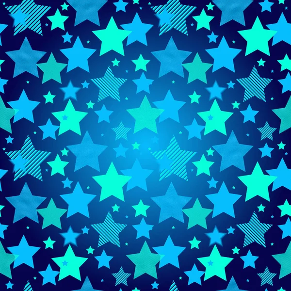 Seamless Dark Blue Pattern Striped Blue Five Pointed Stars Transparent — Stock Vector