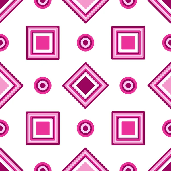 Seamless pattern of geometric shapes of pink hues — Stock Vector