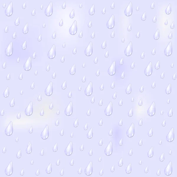 Gentle pale lilac pattern with transparent raindrops — Stock Vector