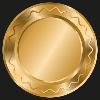 Siyah zemin üzerine altın dalgalı çizgilerle parlak yuvarlak şablonu.