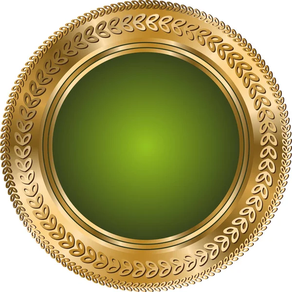 Блеск круглый зеленый шаблон с золотыми линиями на белом фоне — стоковый вектор