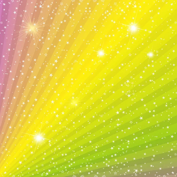 Marco festivo con rayos multicolores y estrellas — Vector de stock