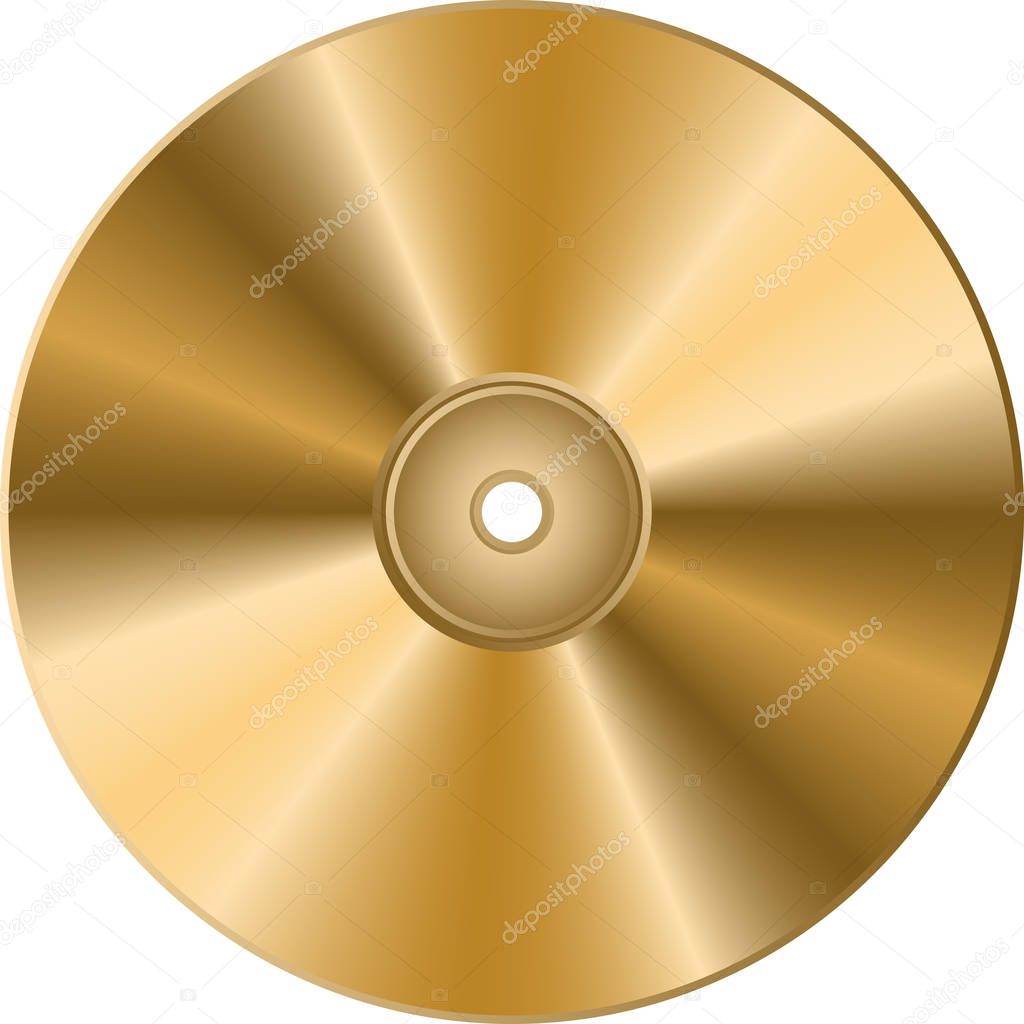 CD DVD golden disc isolated on transparent background. 