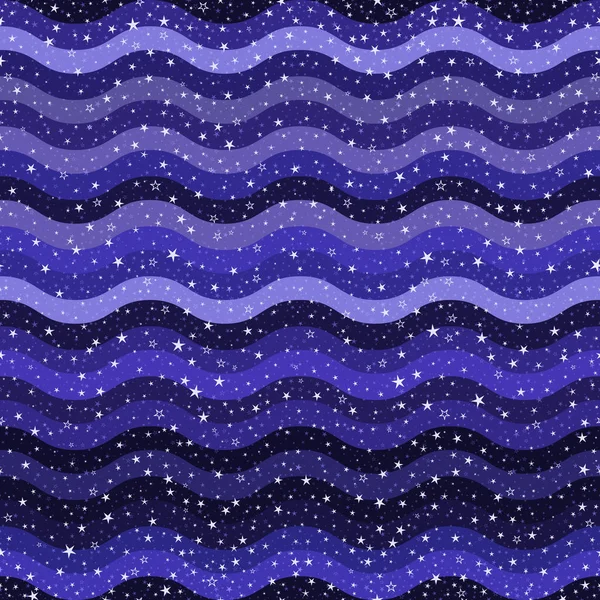 Renkli mavi dalgalar ve yıldız ile Seamless Modeli — Stok Vektör