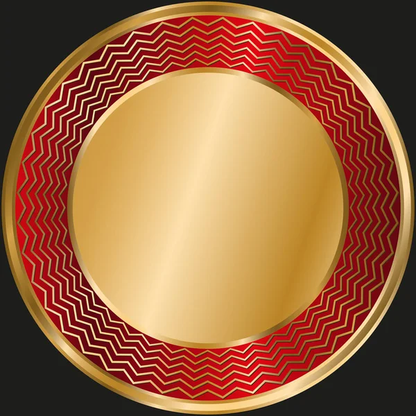 Plantilla de oro redondo brillante con líneas de zigzag de oro — Archivo Imágenes Vectoriales