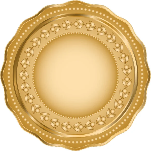 Glänzende Runde Vorlage Mit Goldrand Auf Weißem Hintergrund Vektorbild Folge — Stockvektor